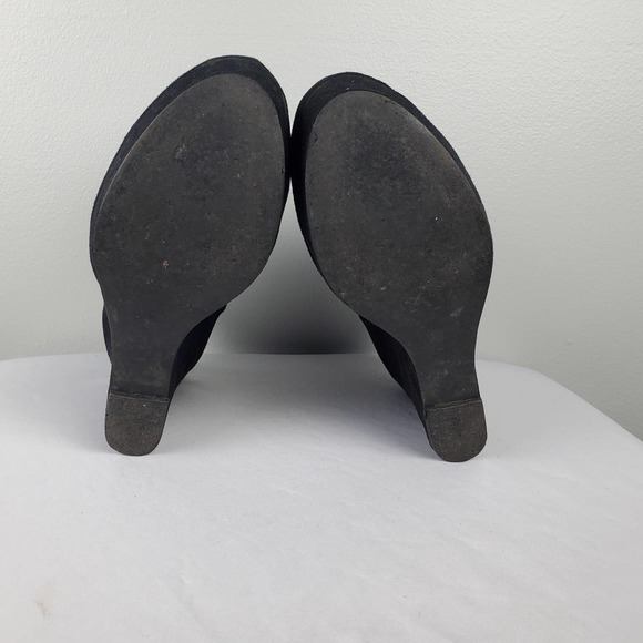 Kelsi Dagger Wilma Black Vegan Suede Fold over Wedge Booties Women's 6 - Picture 7 of 13